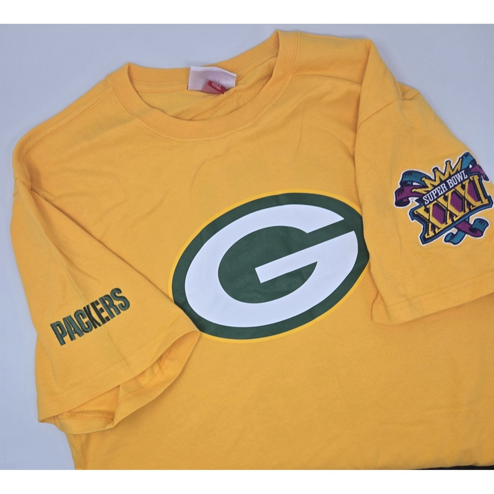 Green Bay‎ Packers Shirt Mens L Mitchell Ness NFL Team Origins Yellow Throwback